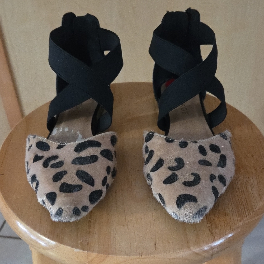 Rampage Leopard Print Flats with Black Straps